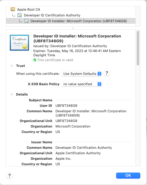 Example of valid Edge Certificate