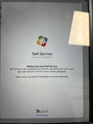 Self service: not linked to Jamf Pro (iPad screenshot)