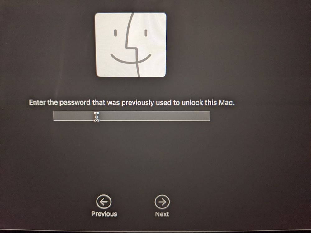 password prompt for the device which is the same password in the previous screenshot of Enter your Mac password.  No others work, no matter how many admin accounts or secure tokens. password which